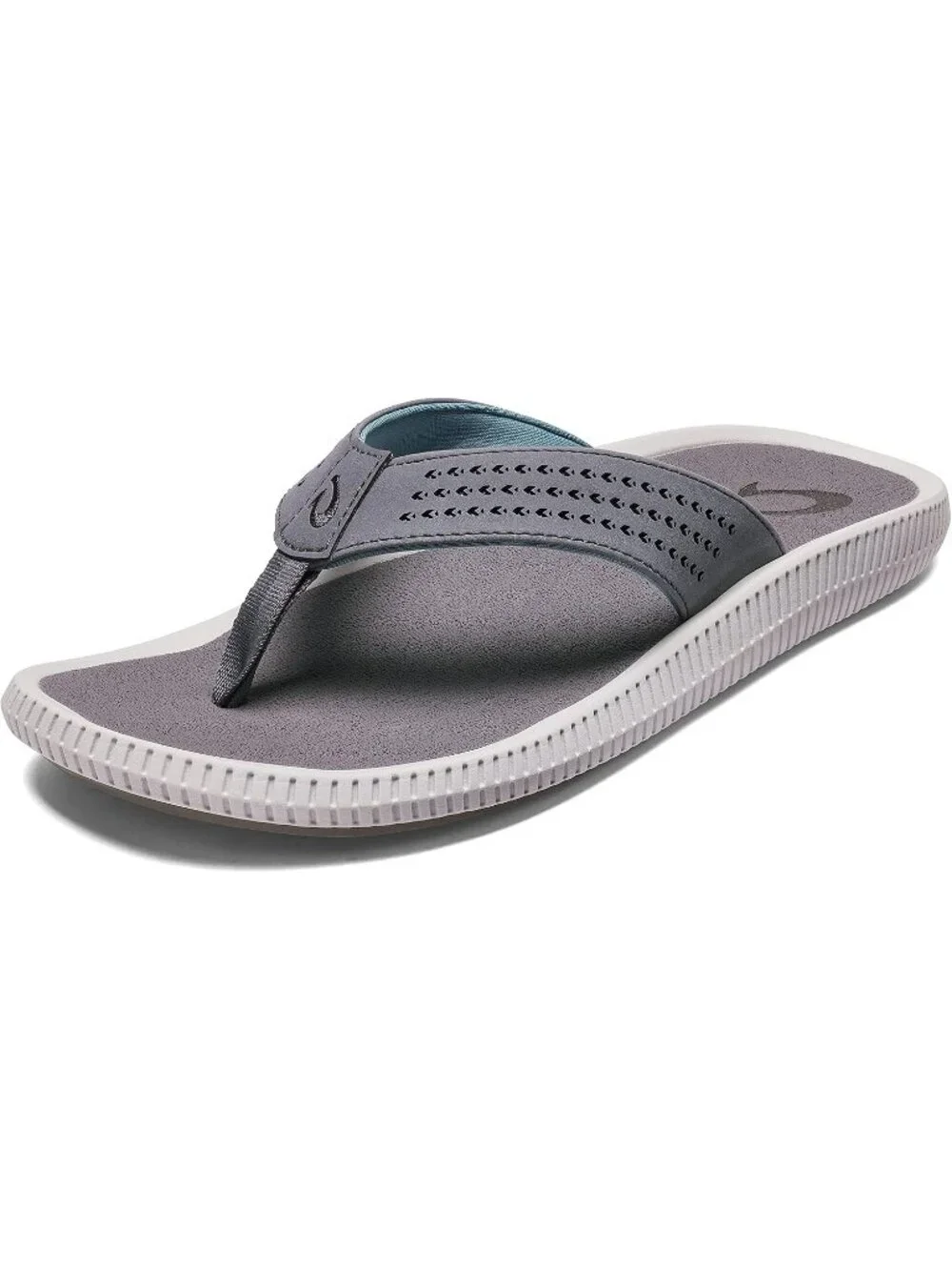 Mens Stone Grey Resistant Flip Flops Arch Support Comfort Fit Beach Sandal Shoes